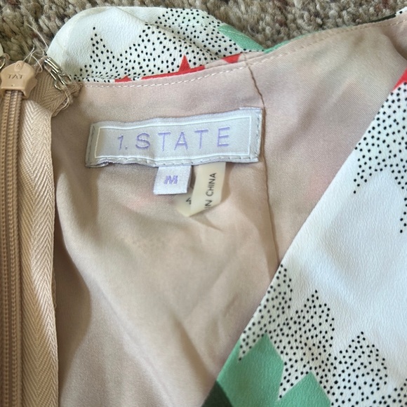 1. State Green and Red Sleeveless V-neck Sundress - Picture 3 of 5